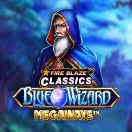 Logo of Fire Blaze Blue Wizard Megaways from Rarestone Gaming at Slotmafia Casino