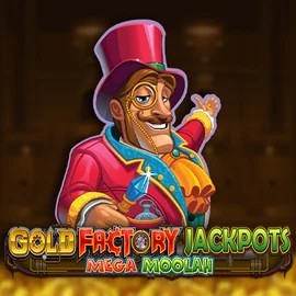 Gold Factory Jackpots Mega Moolah online game logo by Aurum Signature Studios on slotmafias.ca